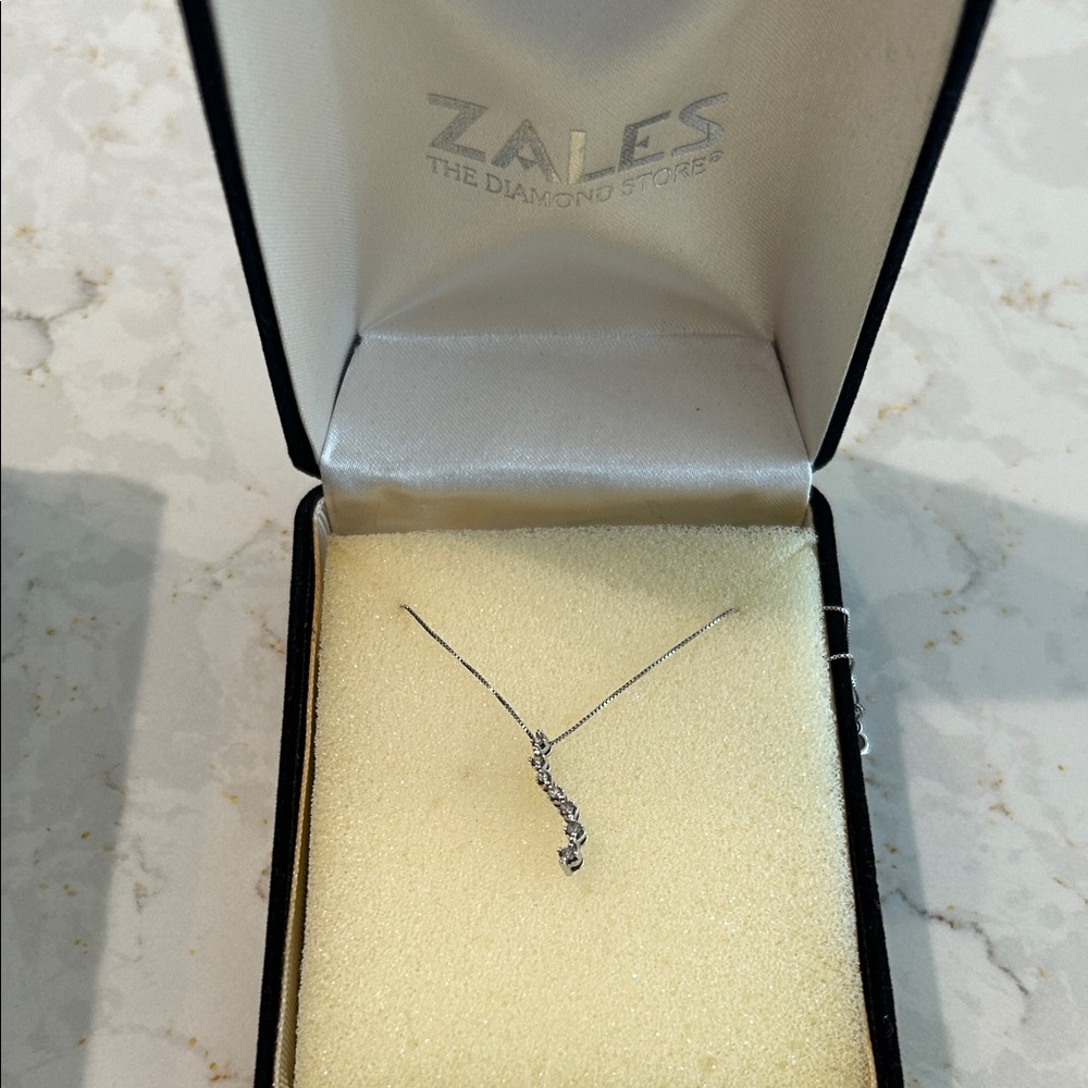 Zales Silver Necklace with Twisted Pendant